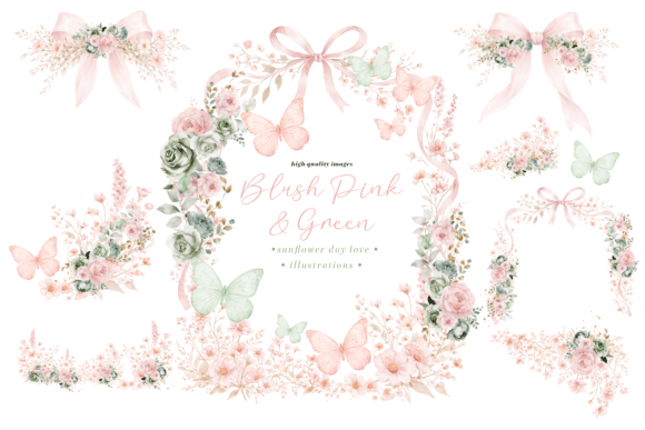 Download Blush Pink &amp; Sage Wildflowers Clipart, - Wildflowers clipart Collection