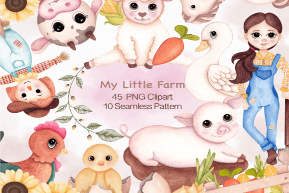 Download My Little Farm Digital Watercolor - Little farm Collection