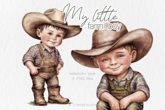 Download Little Farm Boy, Cowboy PNG Clipart - Premium Bundle