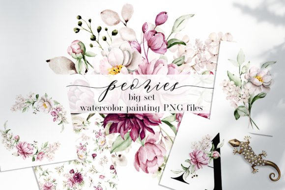 Download Peonies Watercolor Set - Peonies Collection