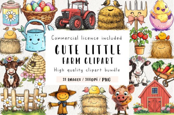 Download Watercolor Cute Little Farm Clipart - Premium Resources