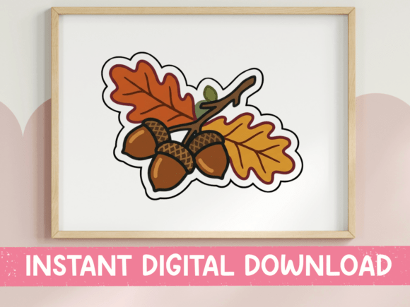 Download Acorns and Oak Leaves Fall Sticker - Leaves Collection