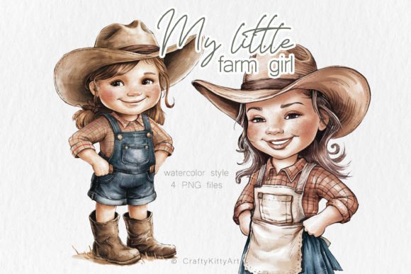 Download Little Farm Girl, Cowgirl PNG Clipart - Premium Bundle