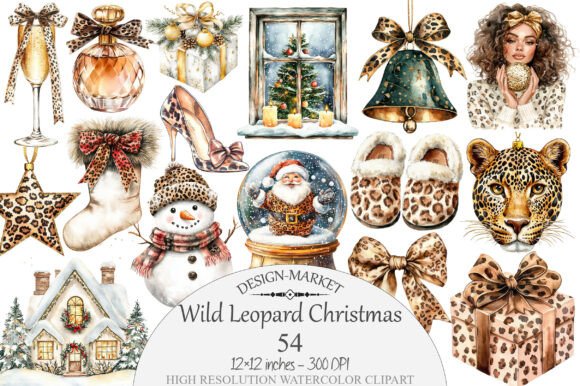 Download Wild Leopard Christmas Clipart - Premium Resources