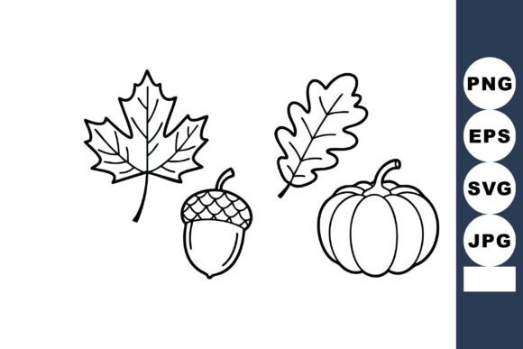 Download Autumn Leaves Acorn and Pumpkin Outline - Leaves Collection