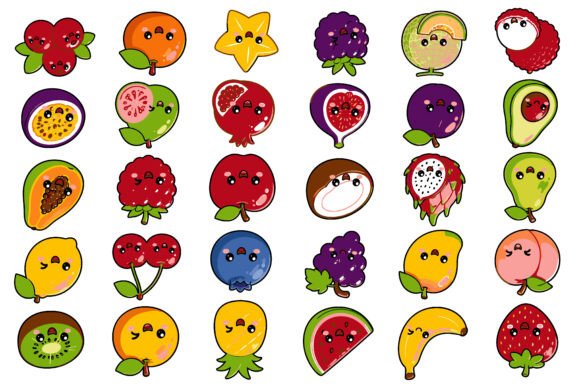 Download Kawaii Fruit Clipart Bundle - Fruit clipart Collection